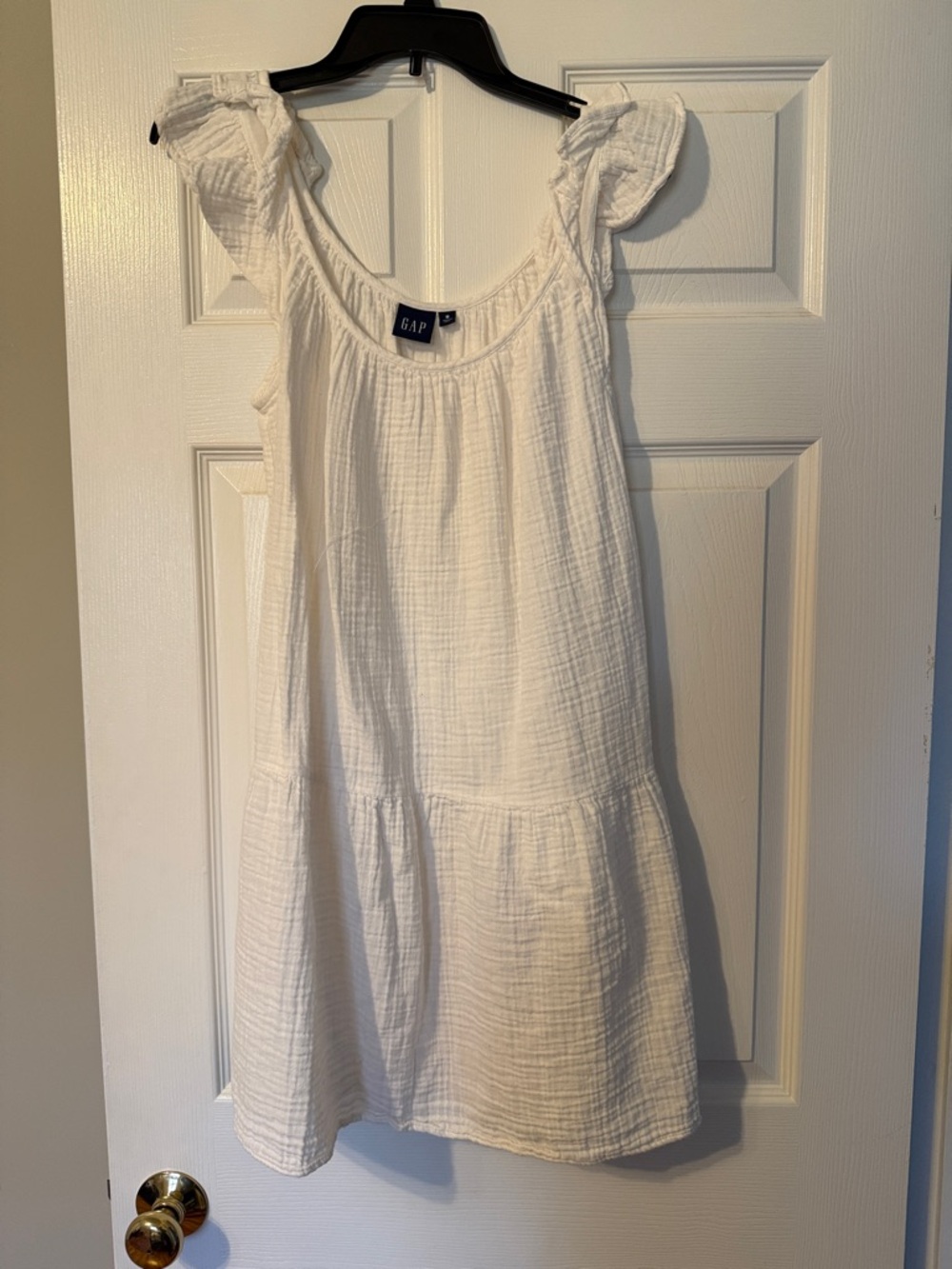 GAP White Cotton Ruffle-Shoulder Sundress